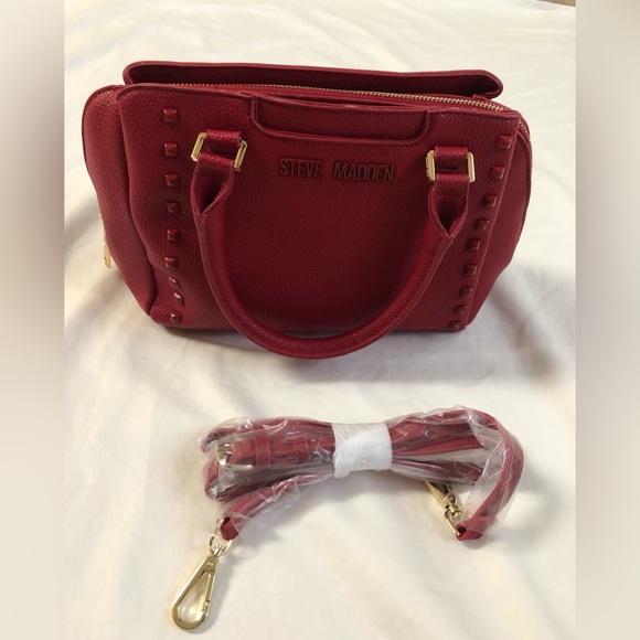 Steve Madded Vegan leather Studded Handbag color: Red - Picture 1 of 11